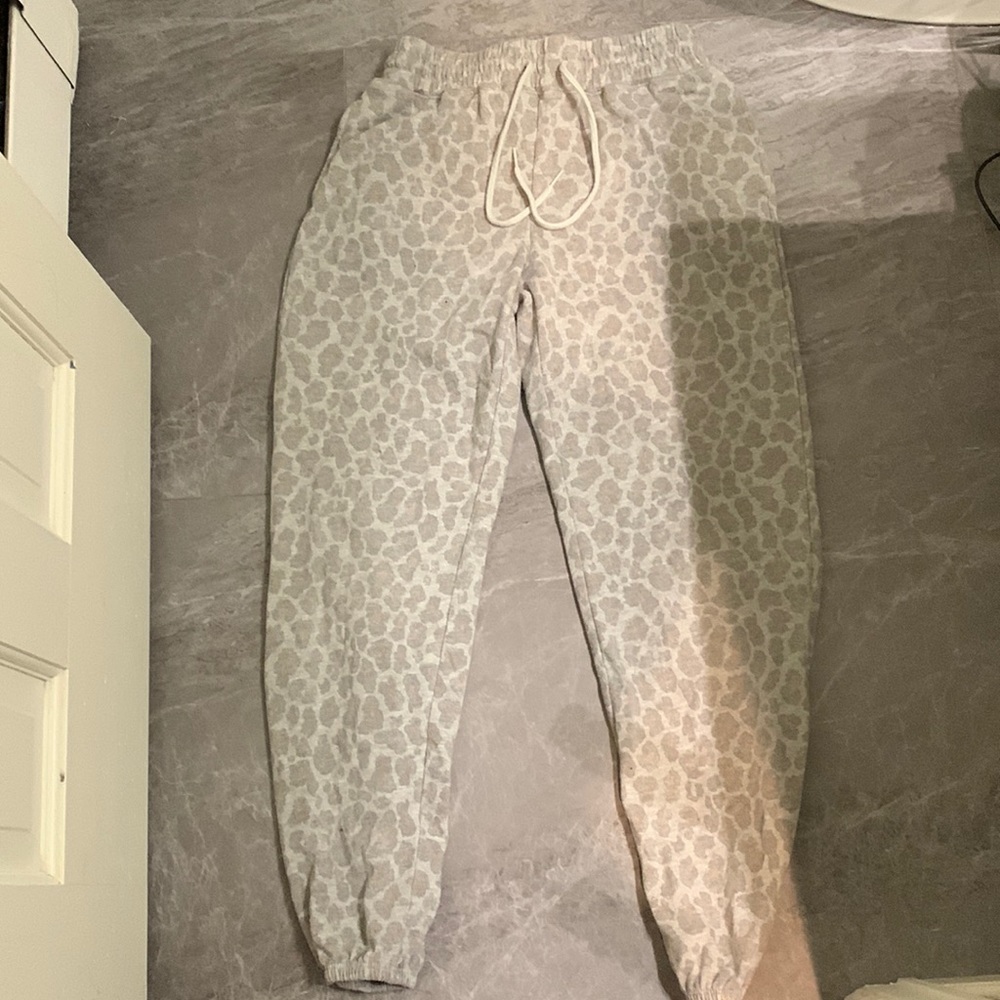 Grey Cheetah Print Sweatpants